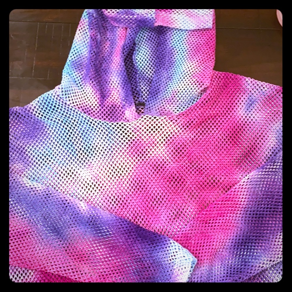Cute netted hoodie tie-dye